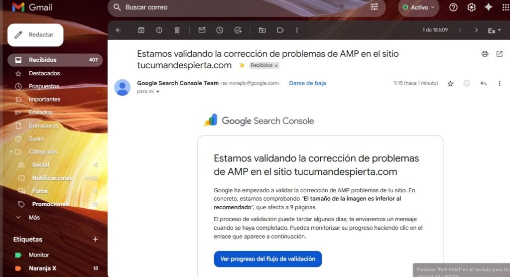 mail validación gsc